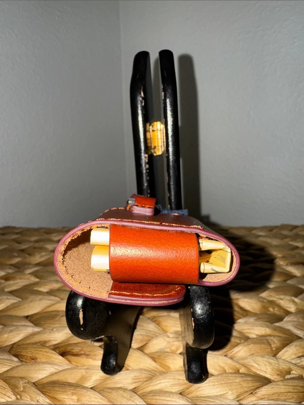 NWT Dooney & Burke smooth Concord leather AirPod Case with strap in natural